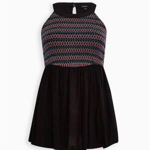 Torrid Smocked Halter Top - Crinkle Gauze Black